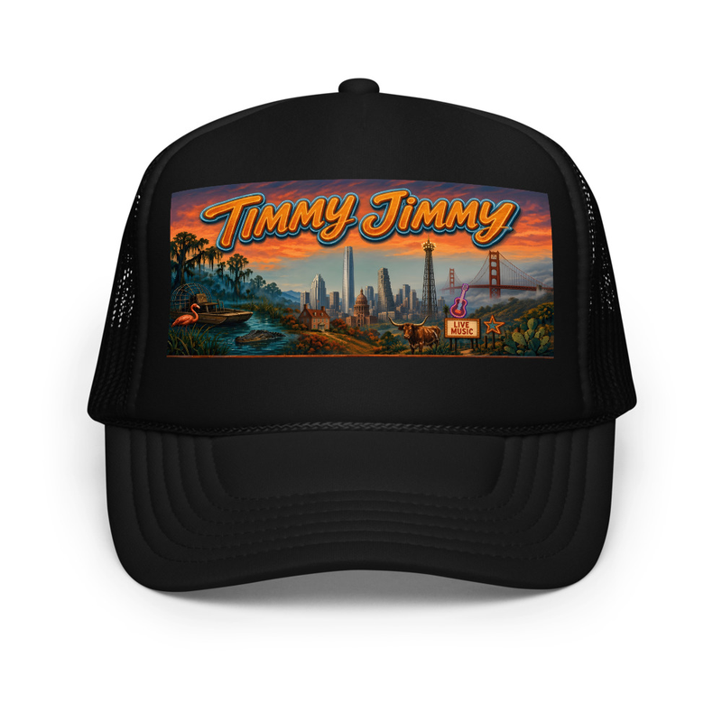 Timmy Jimmy Neon Skyline Trucker Hat (Black)