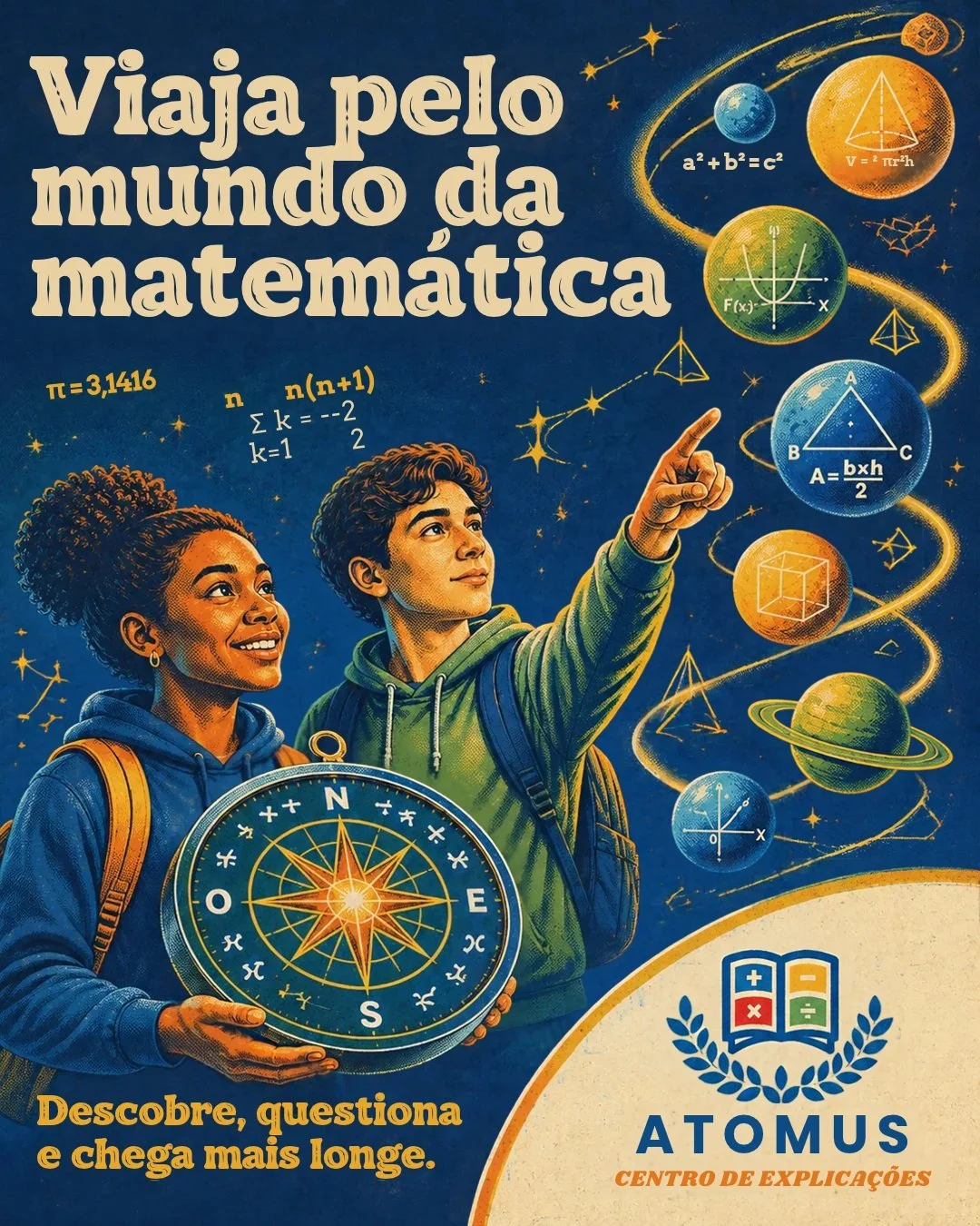 Existem muitas formas de viajar e a matem&aacute;tica &eacute; uma delas! 📚

📌 Somos um centro de estudos focado nas &aacute;reas da F&iacute;sica, Qu&iacute;mica e Matem&aacute;tica.

📍Estamos localizados na Rua General Humberto Delgado n&ordm; 2