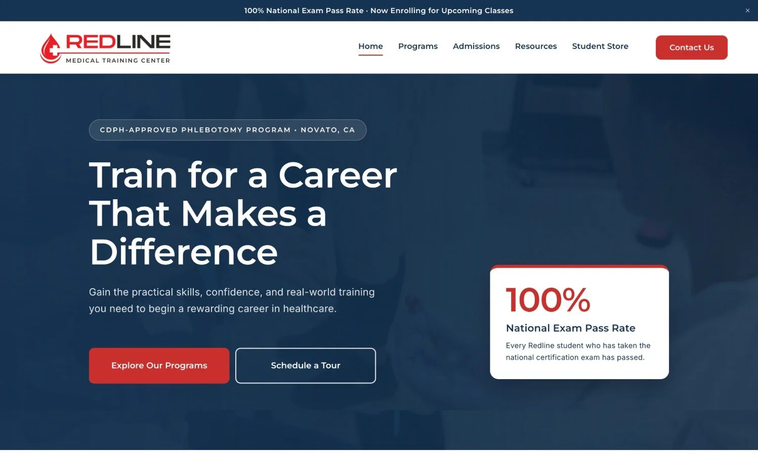 Redline Medical Training Center homepage