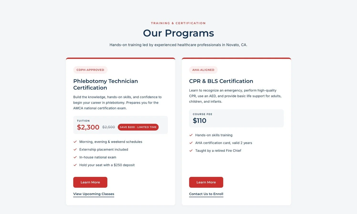 Redline programs page