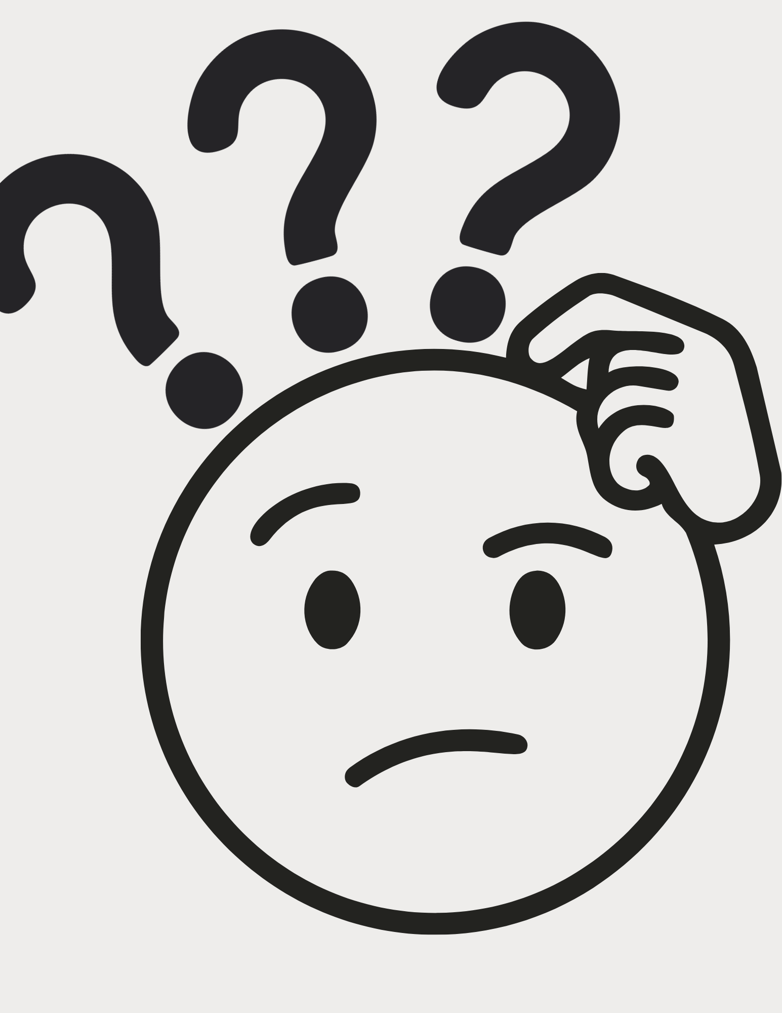 Confused cartoon person with question marks above their head