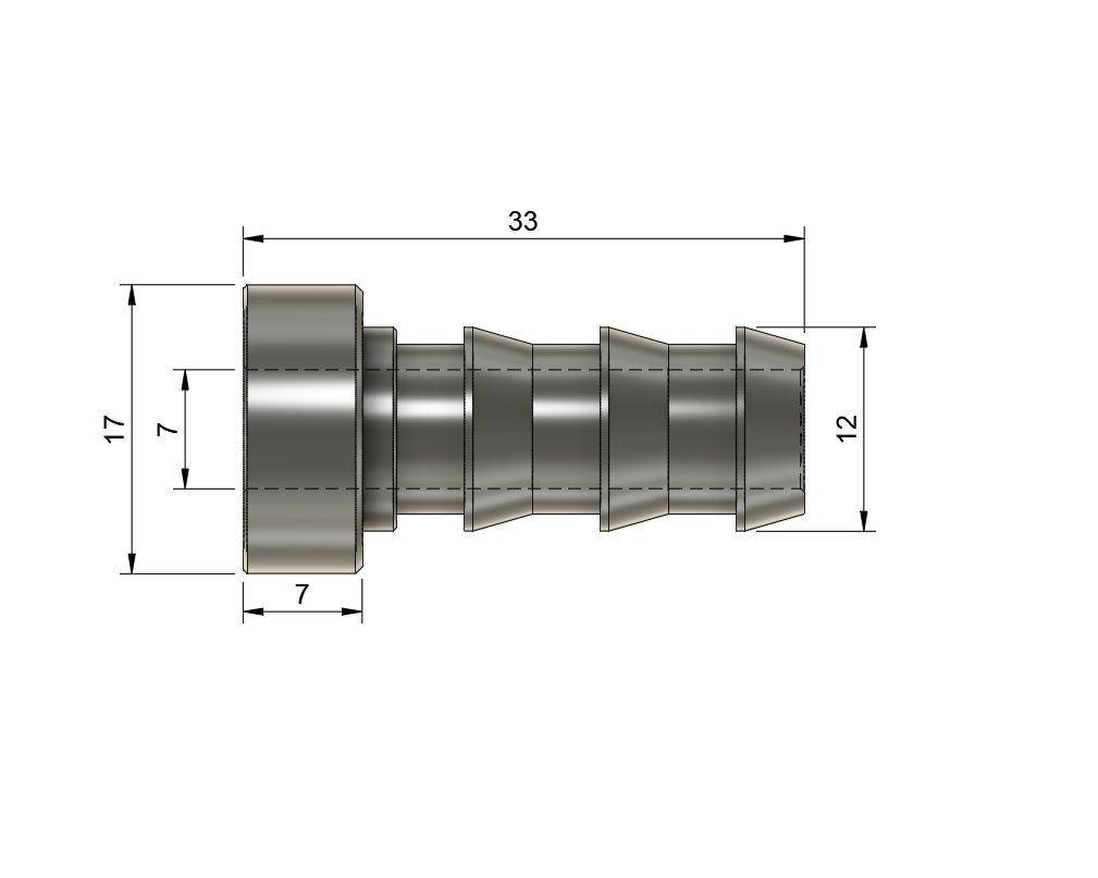 Our weld-on barbed hose fittings are machined from 6082 aluminium