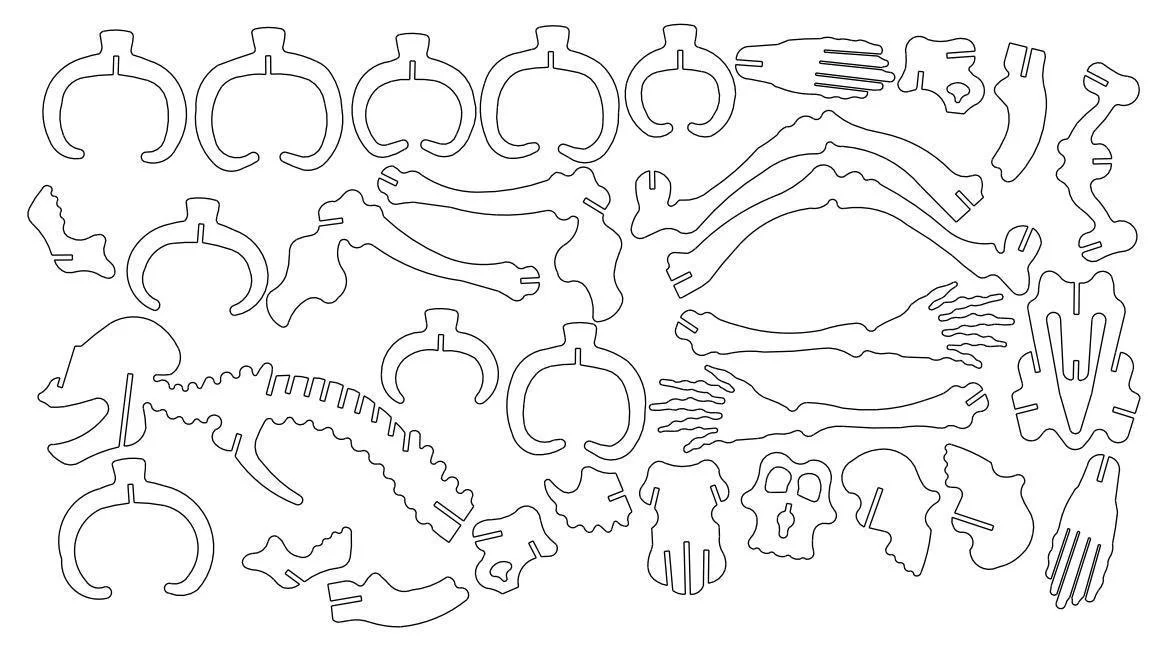 PlazCutz Monkey 3D DXF file for CNC plasma cutting, showing the individual components of a slot-together monkey puzzle