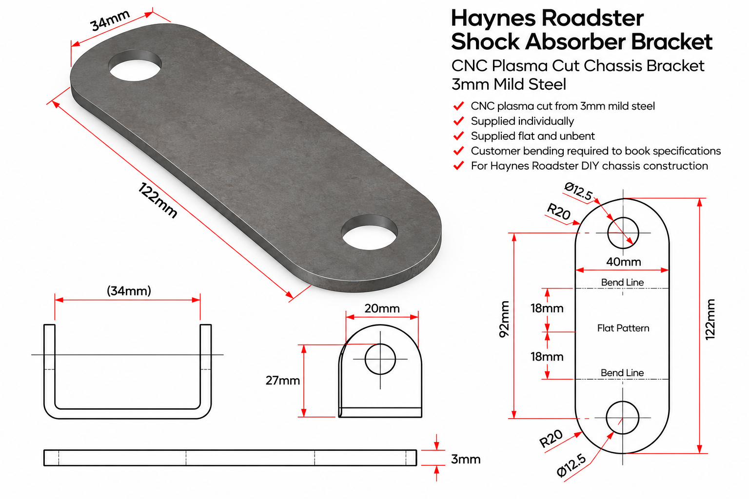 Shock Absorber Bracket Haynes Roadster Chassis Plate