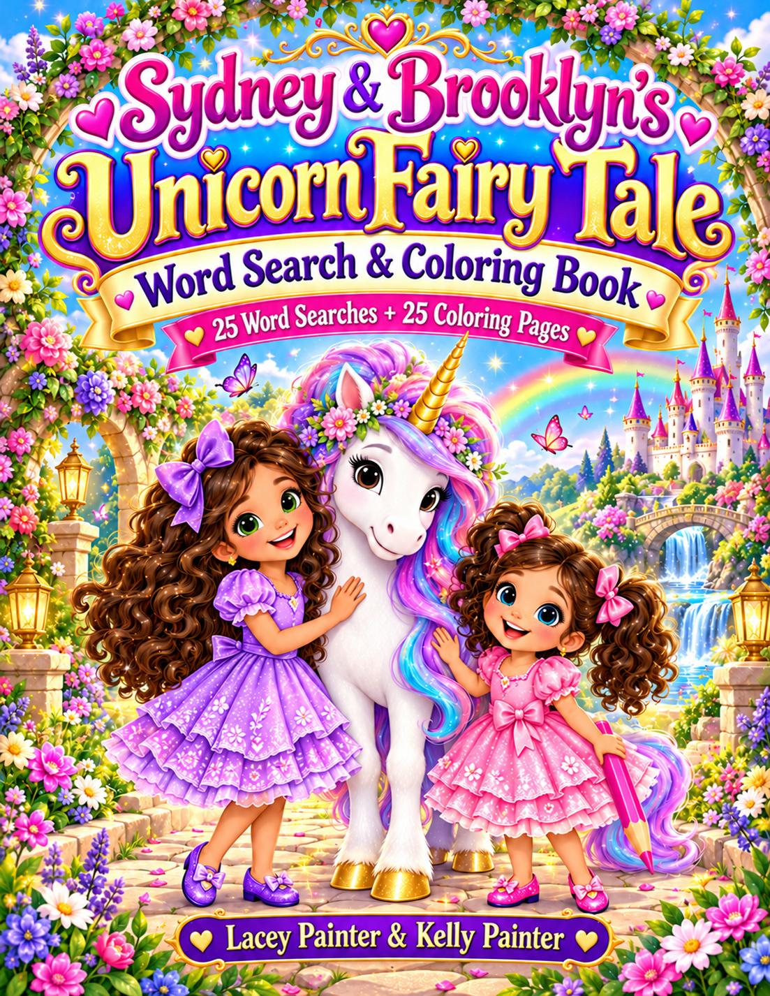 Sydney & Brooklyn Unicorn Fairy Tale Word Search and Coloring book