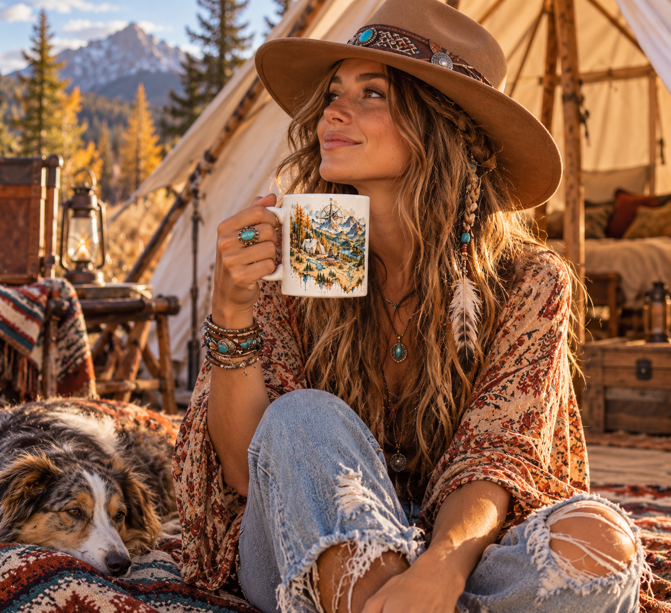 Golden-Hour Boho Camping Portrait.png