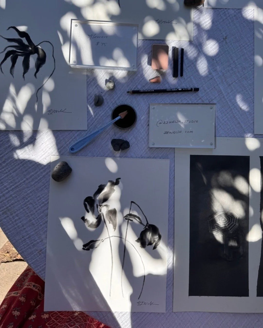 A coordinated display of blue-gray finish and hardware samples