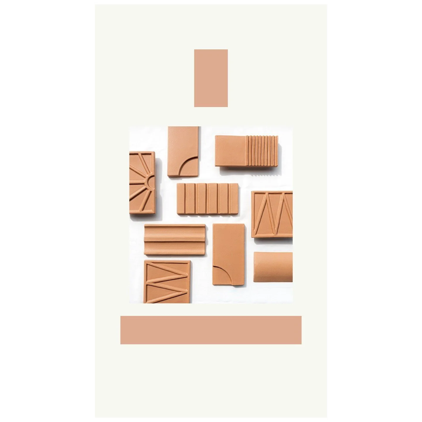 Collection of geometric three-dimensional clay tiles in warm natural tones