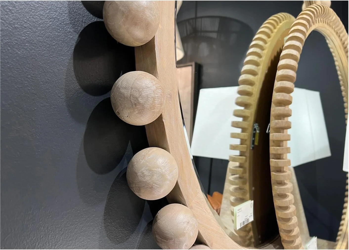Decorative round mirrors with beaded and ridged frames