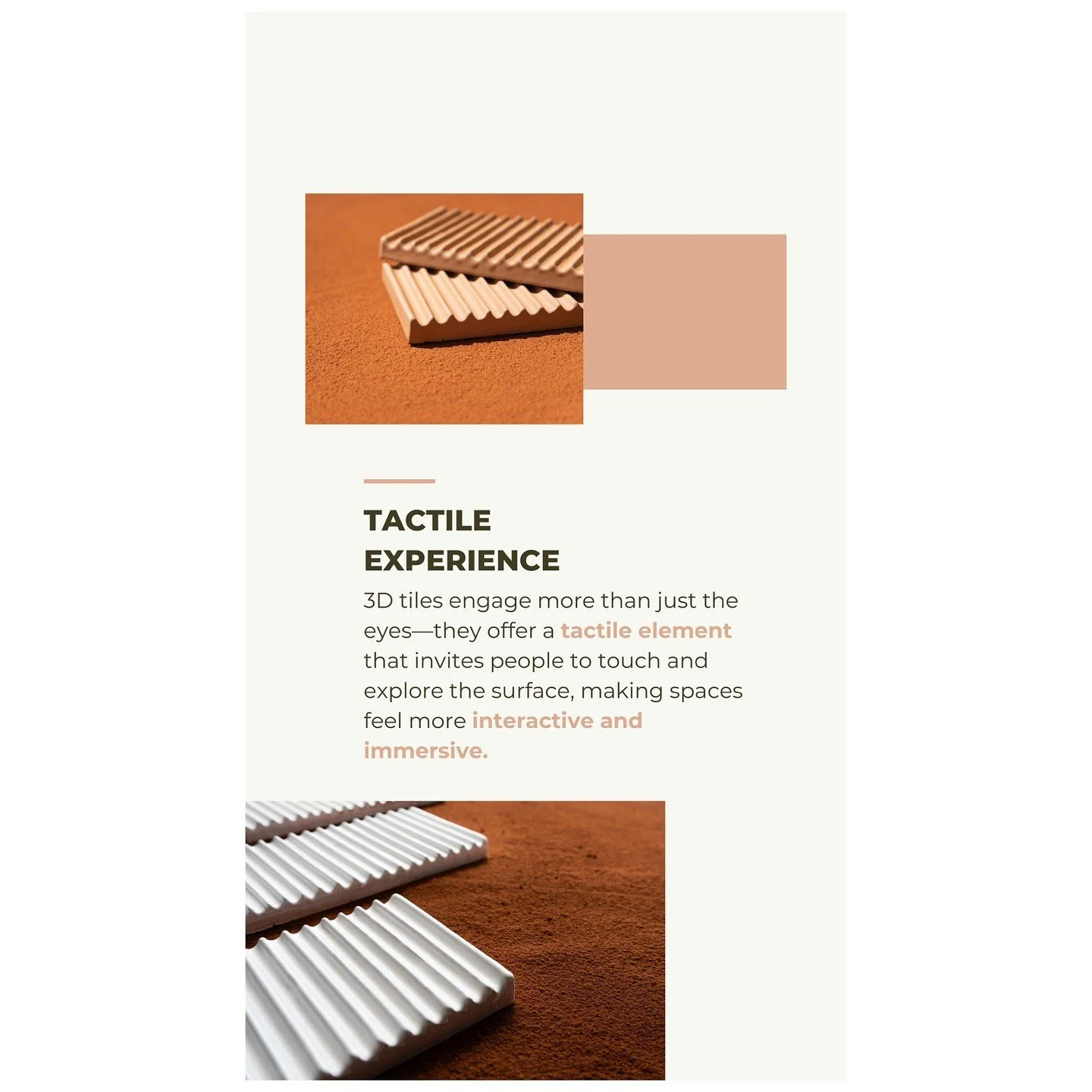 Close-up photographs of ridged clay tile surface textures