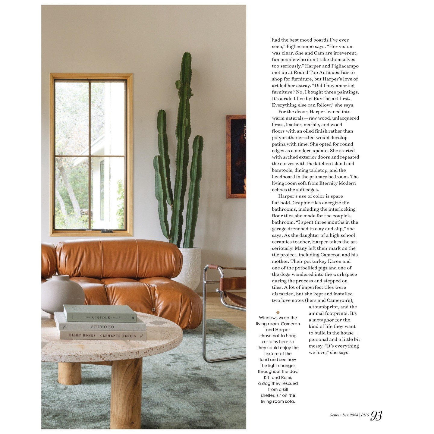 Magazine page showing a pale living room with tall cactus