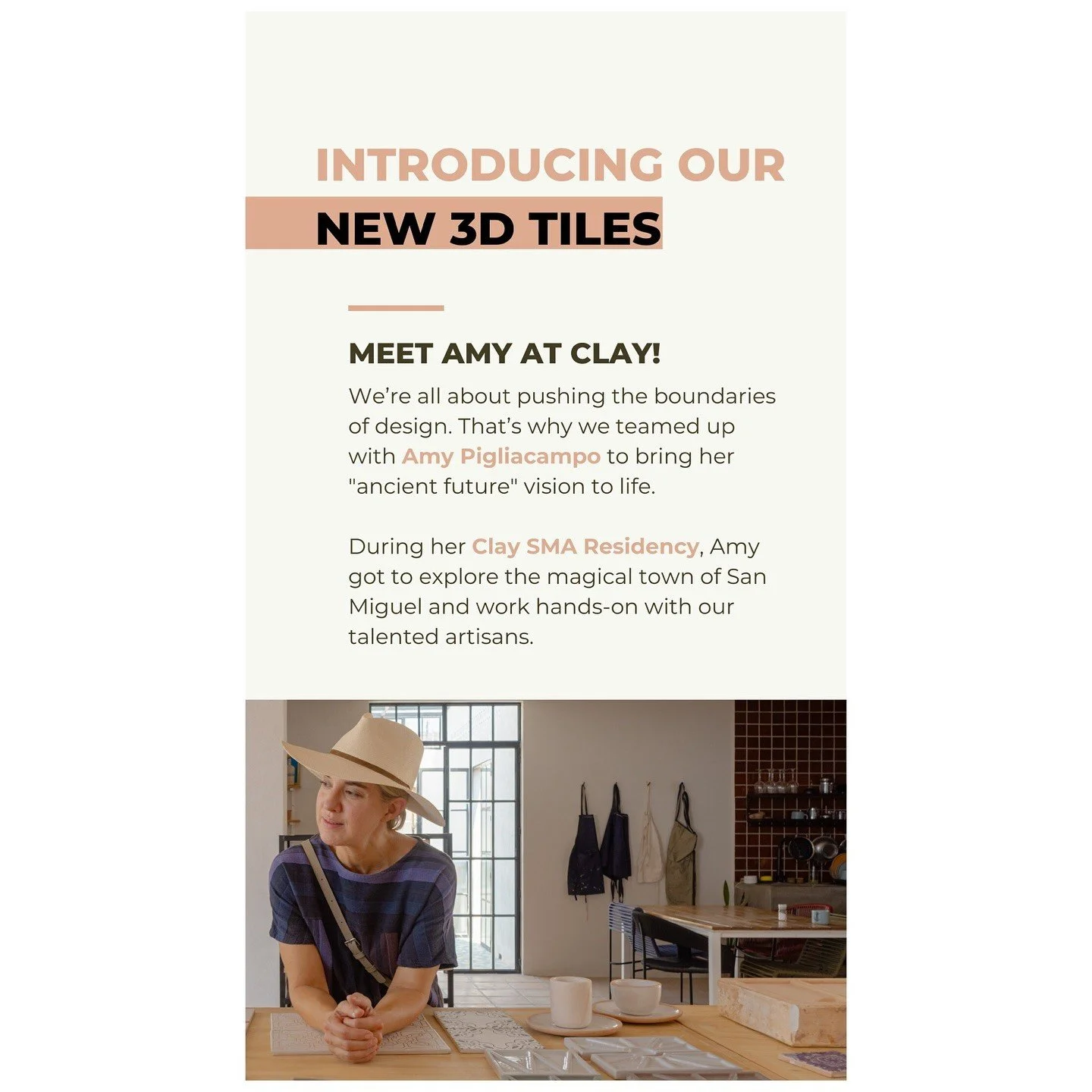 Editorial introduction showing Amy working at a tile workshop