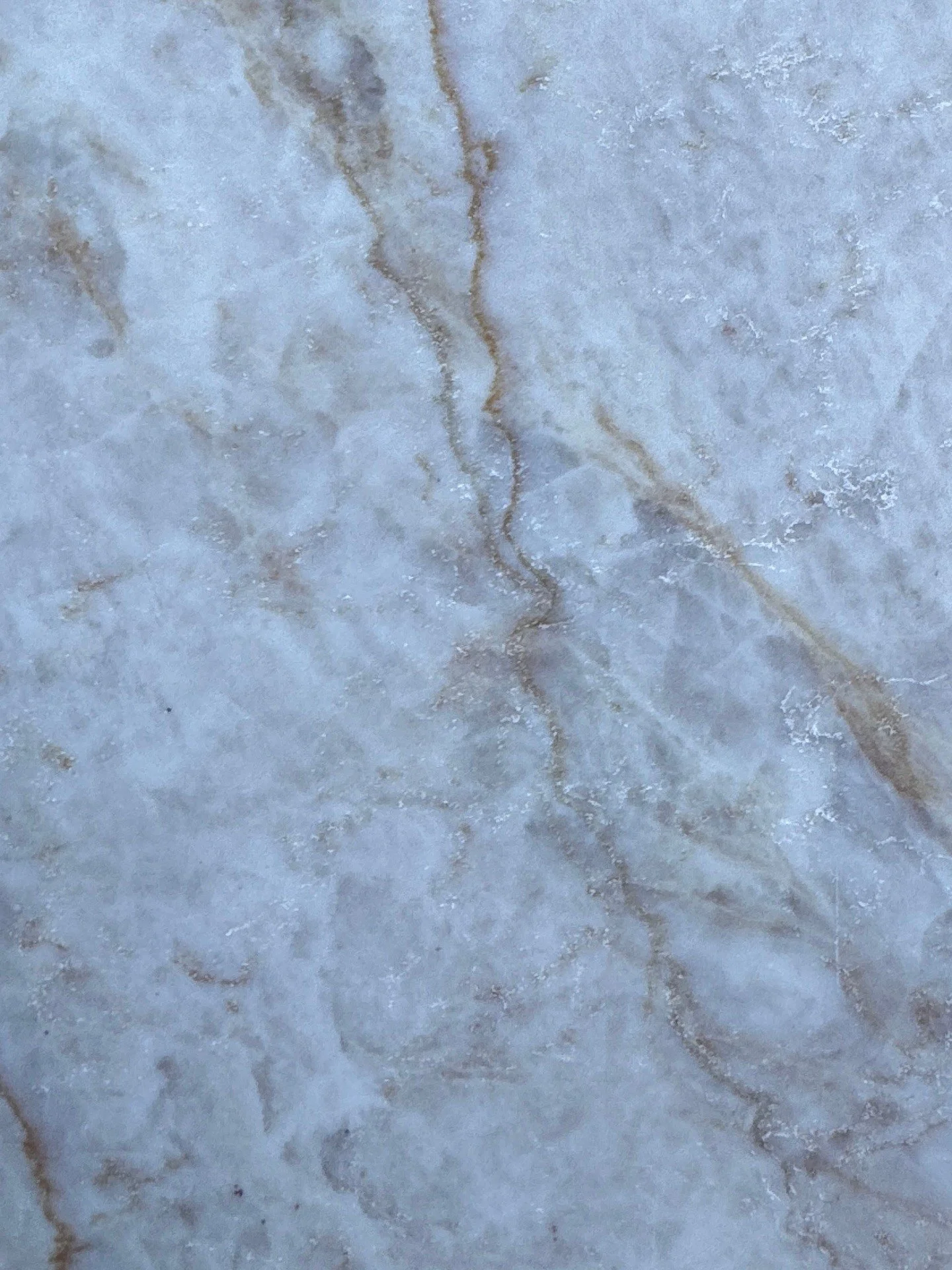 Pale blue-gray stone with warm brown veins