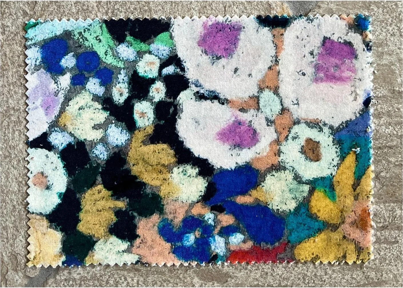 Close-up of richly colored floral velvet upholstery