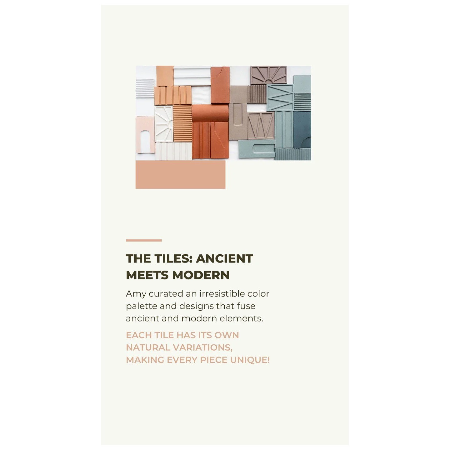 Editorial board introducing sculptural three-dimensional tile designs