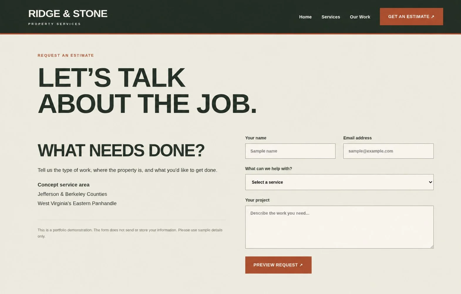 An accessible inquiry form gives prospective customers a convenient way to describe their needs and start a conversation.