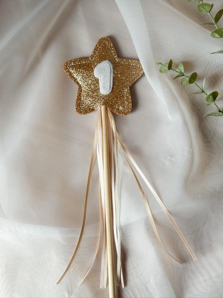 Gold Glitter Number Birthday Wand