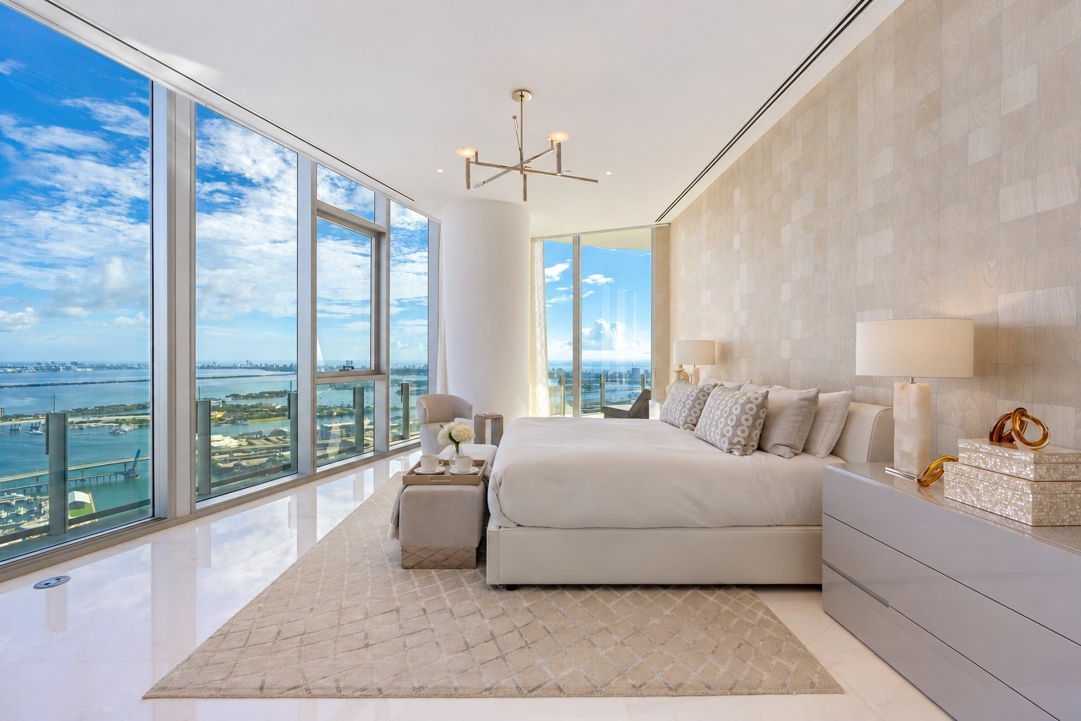 Aston Martin Residences PH6001C bedroom with Biscayne Bay views, Miami