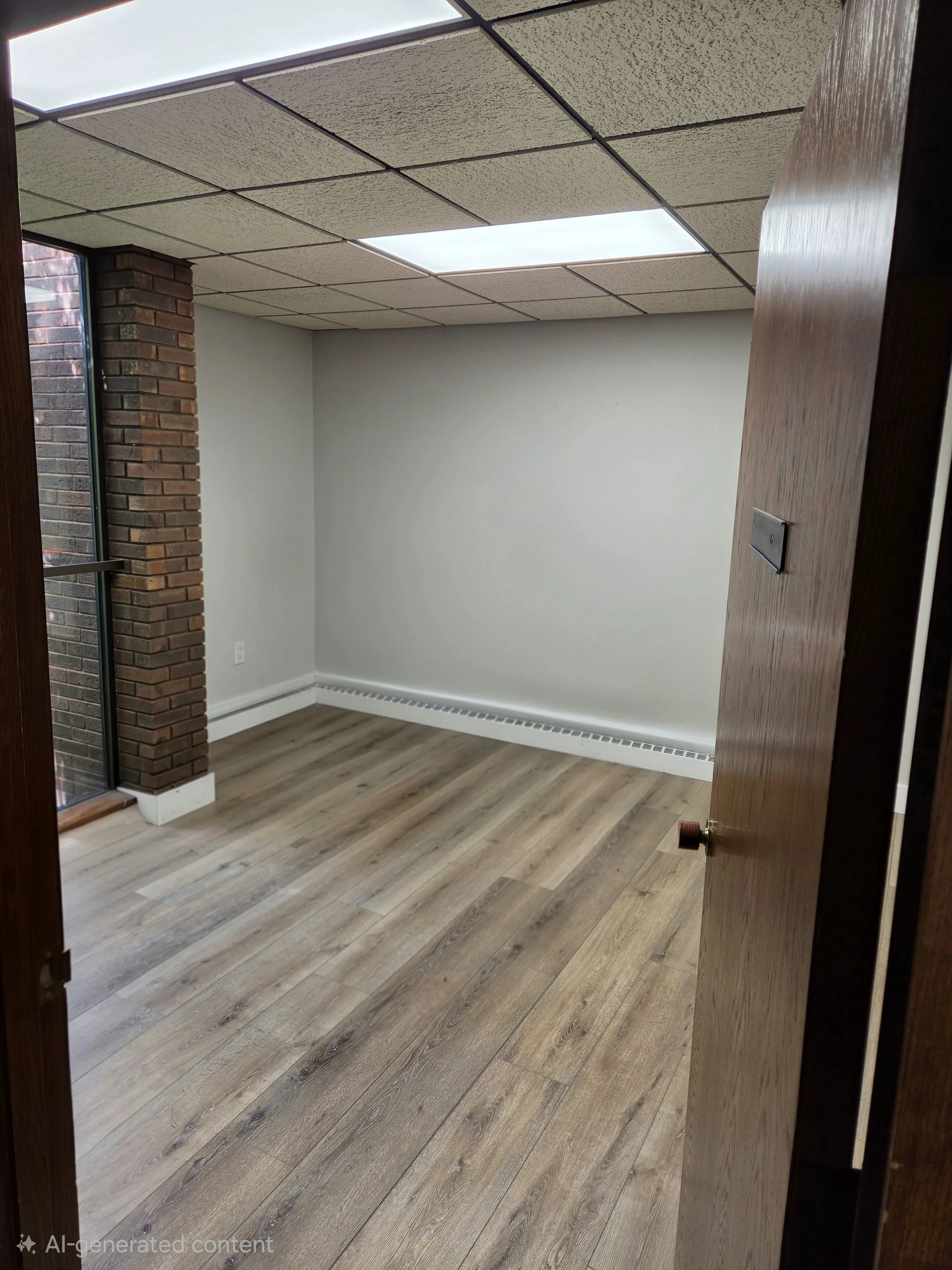 Third professional office with large window and door