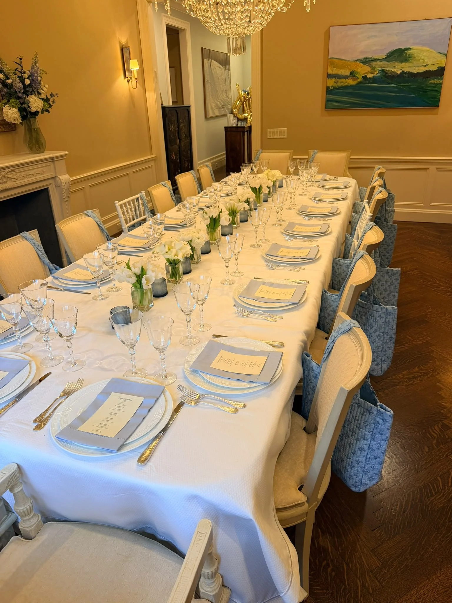 A formal table prepared for a private dinner