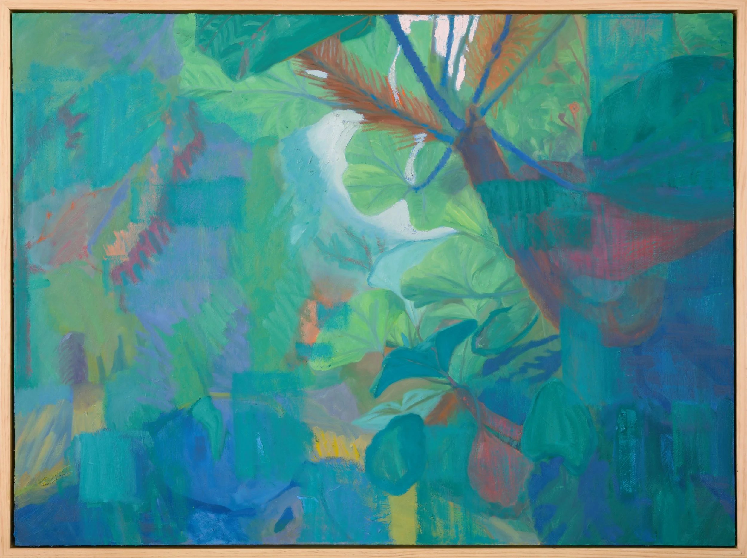 ʻApeʻape in Hanawī -
I painted this based on a photo taken by Zach Pezzillo of Kūhiwa stream in Hanawī Natural
Area Reserve in East Maui. I didn’t want the painting to be a realistic replica of his photographs which are already so beautiful. My first