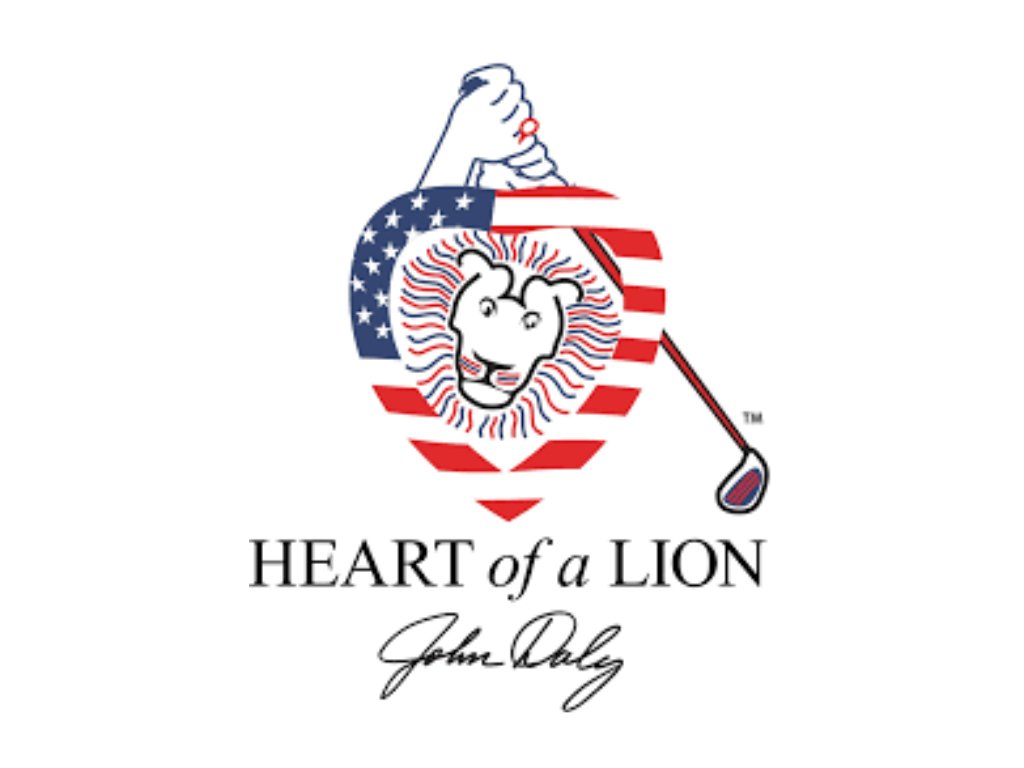 Heart of a Lion John Daly logo featuring a golf-style lion graphic in an American flag design