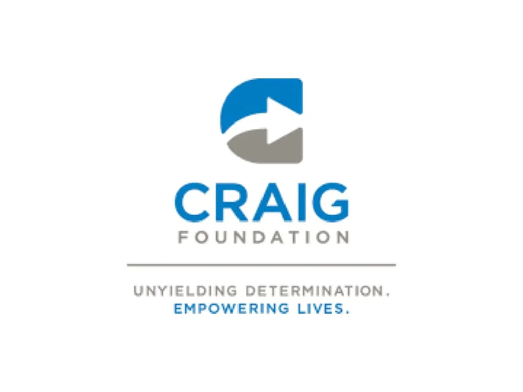 Craig Foundation logo with blue and gray abstract symbol and the tagline “Unyielding Determination. Empowering Lives.”