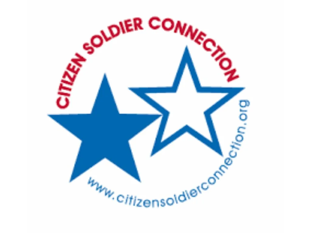 Citizen Soldier Connection logo with two blue stars and the website citizensoldierconnection.org. Past Pin High Event.