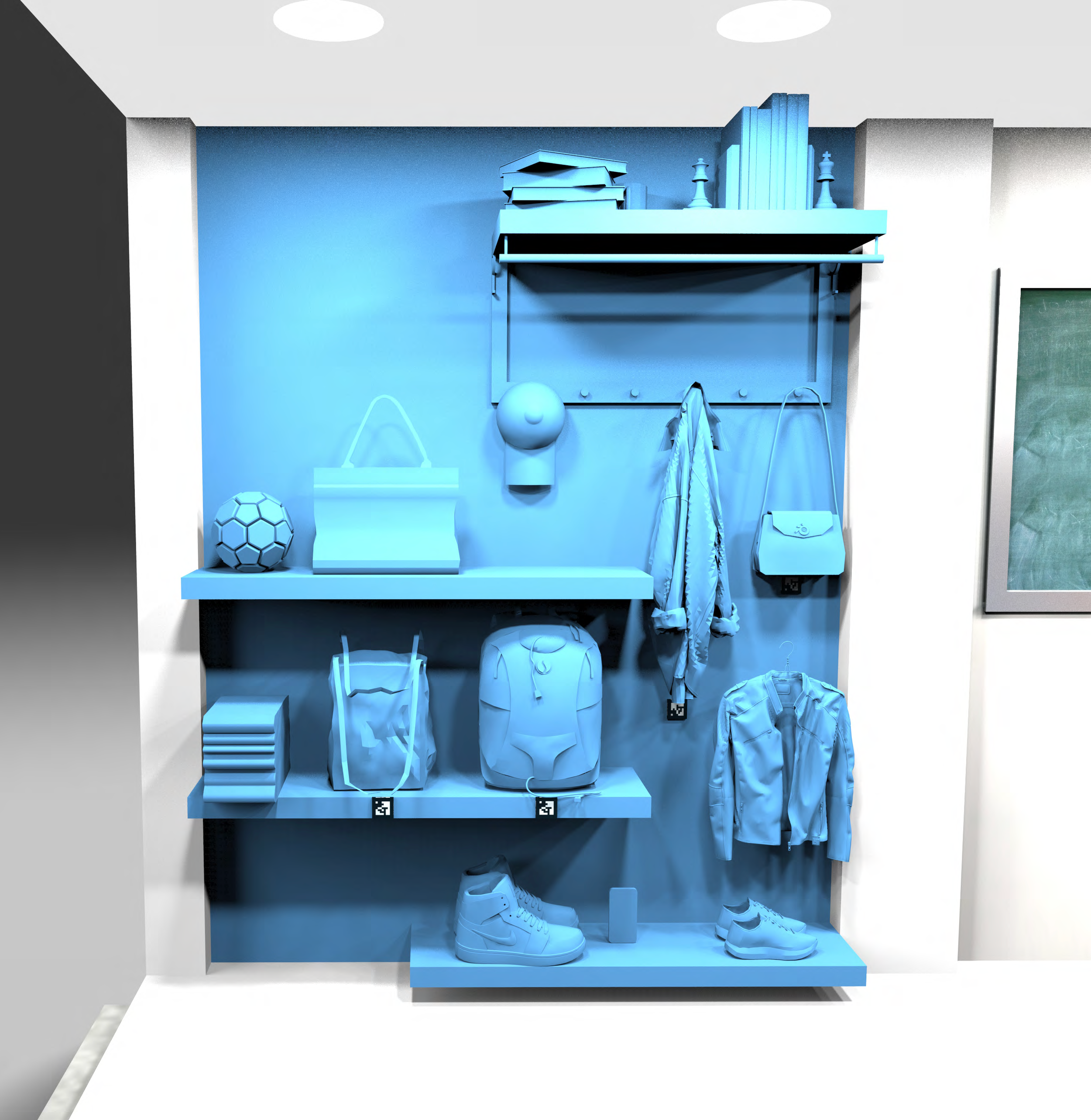 Using augmented reality, doctors navigated a custom mudroom to find Allerject devices hidden in everyday items like backpacks, jackets and purses.