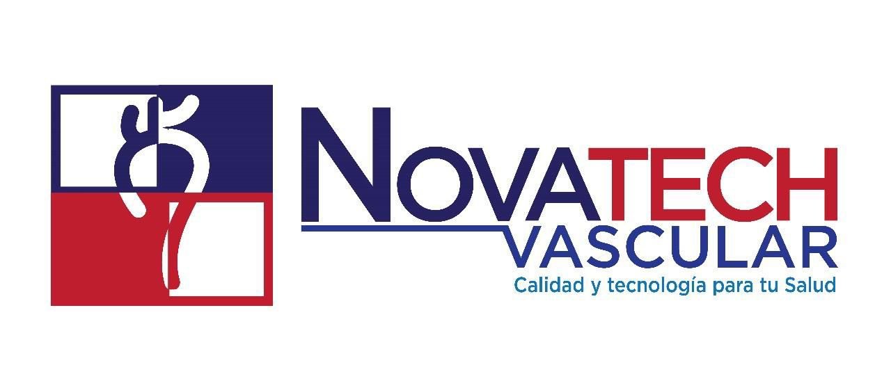 Logotipo de Novatech Vascular con el eslogan «Calidad y tecnología para tu Salud».