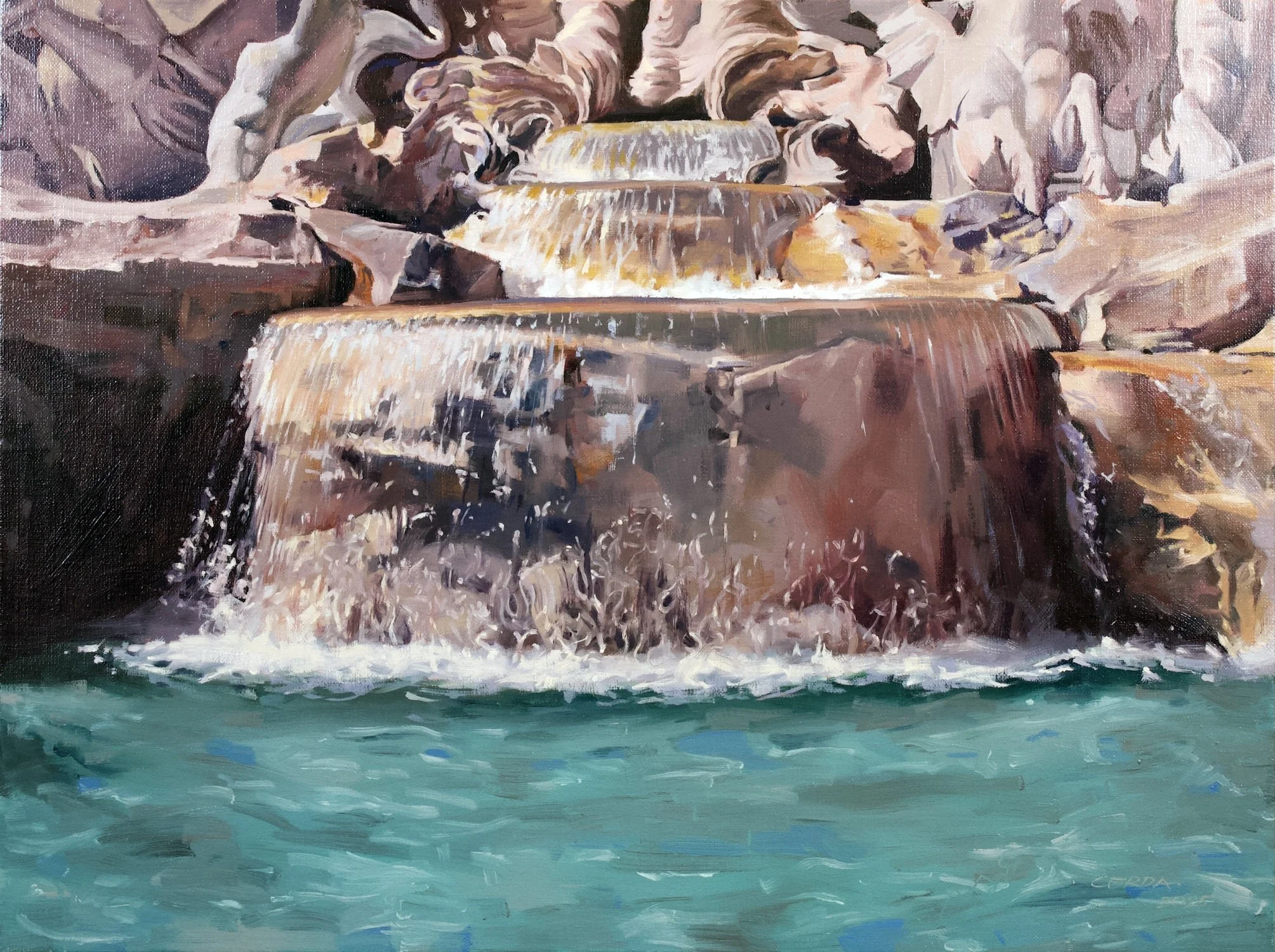 "Trevi Fountain Base" 18x24 oil on linen