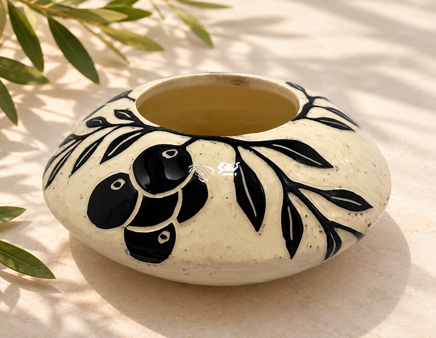 Speckled Ceramic Olive Pot.png