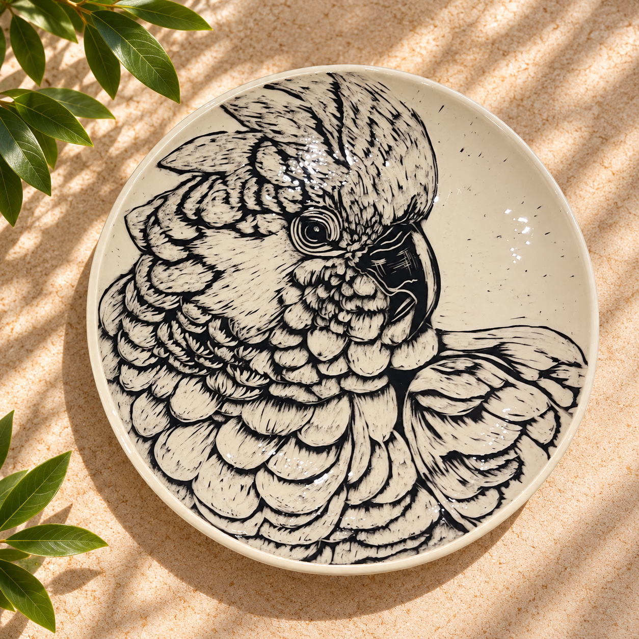 Sunlit Cockatoo Plate Still Life.png