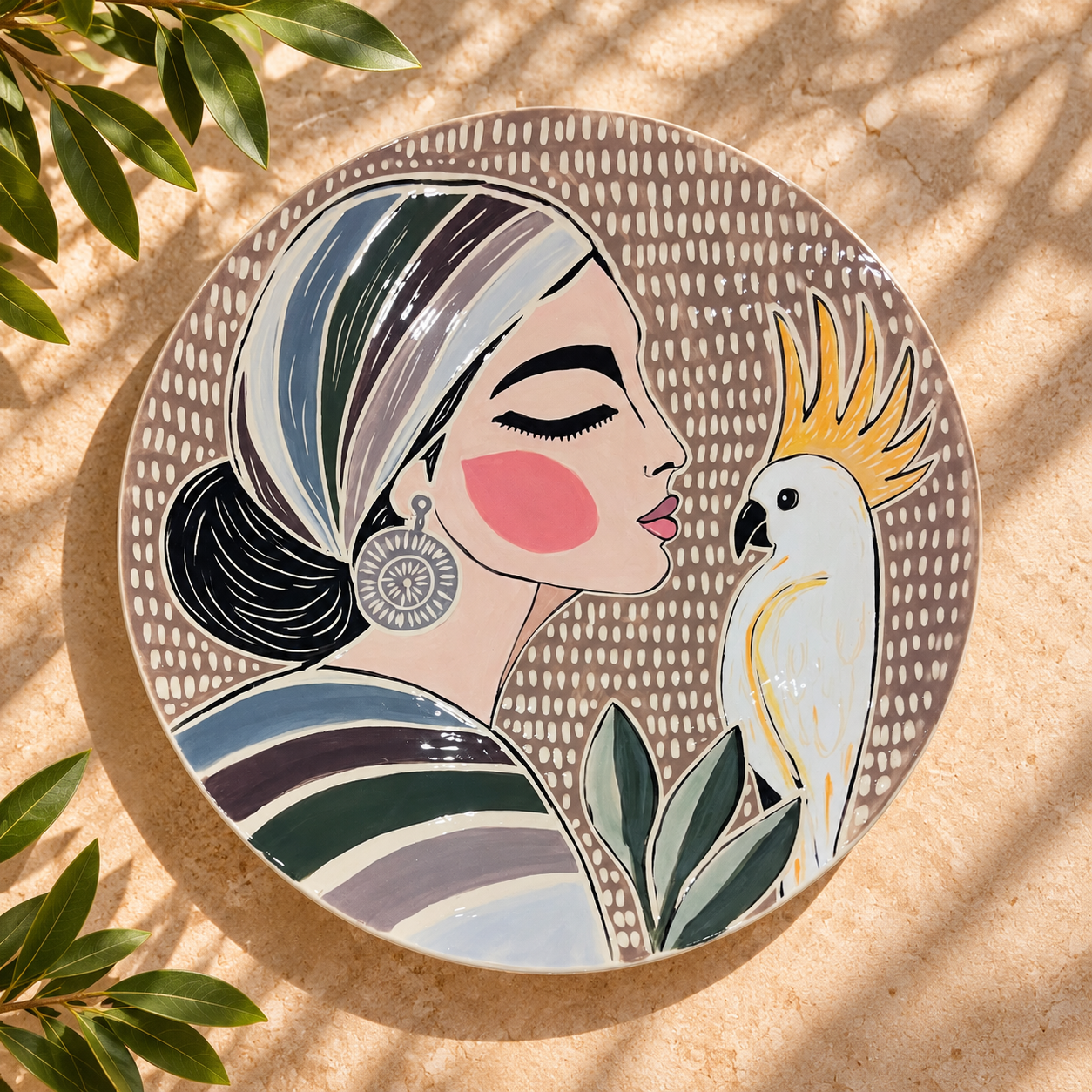 Sunlit Plate with Woman and Cockatoo.png