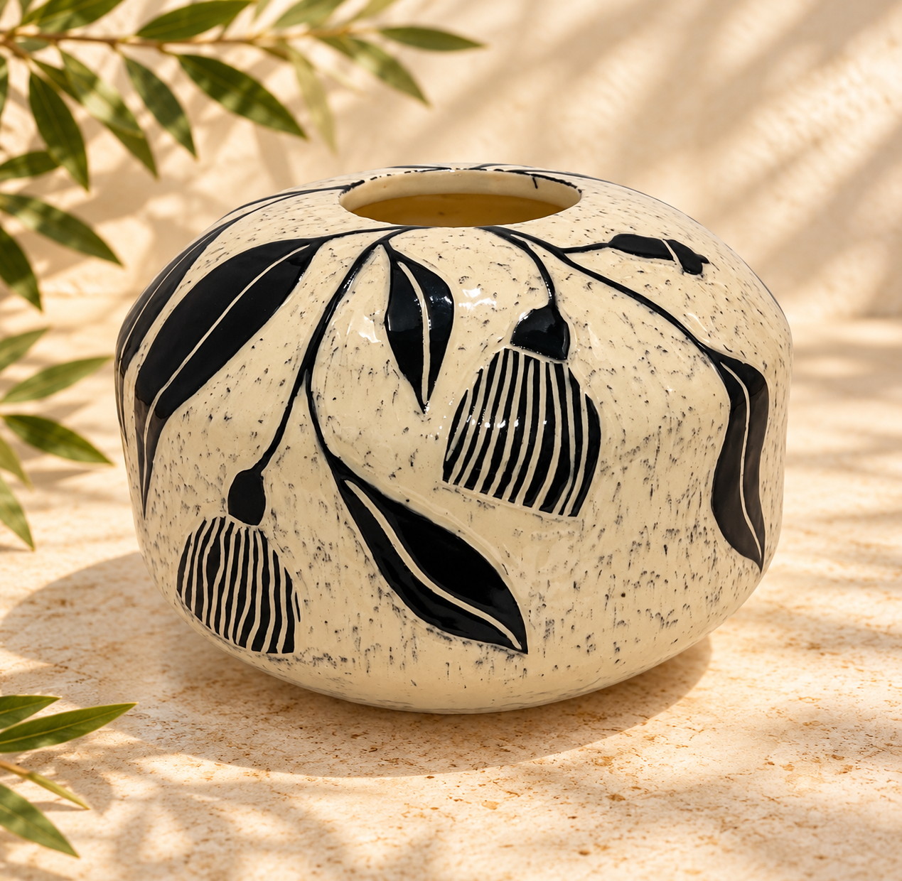 Speckled Botanical Ceramic Vase.png