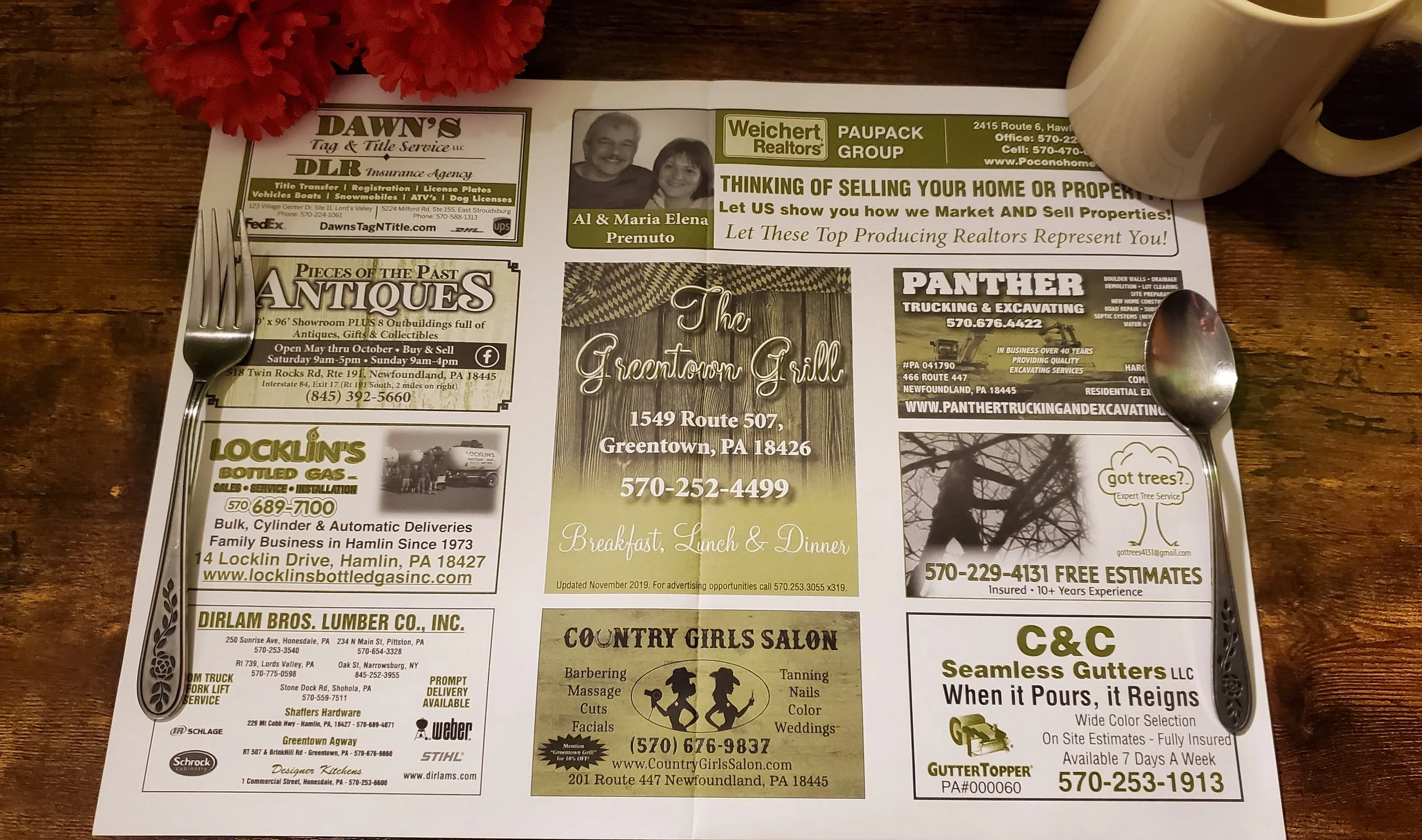 Placemat design for restaurant