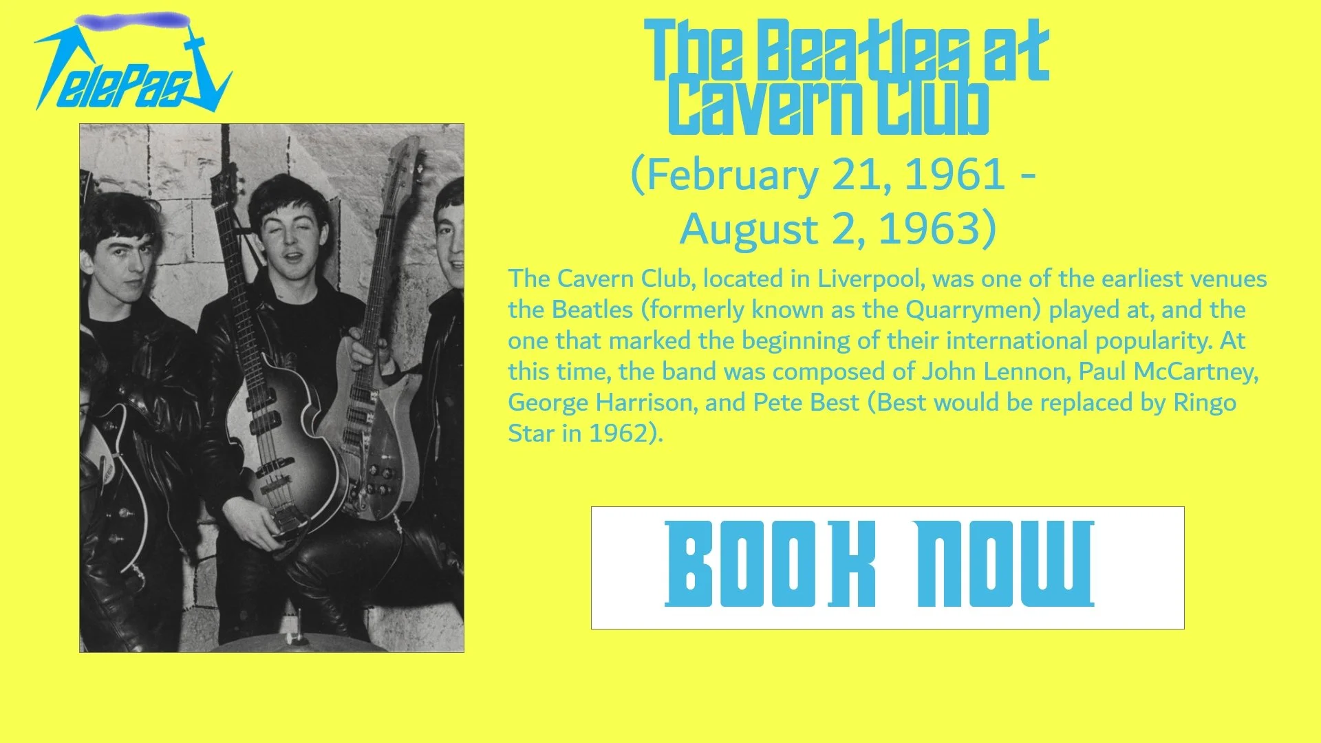 The "Book Now" page for the event I was assigned.