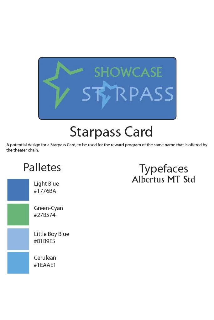 A page of the style guide detailing the colors and fonts used for the new Starpass card.