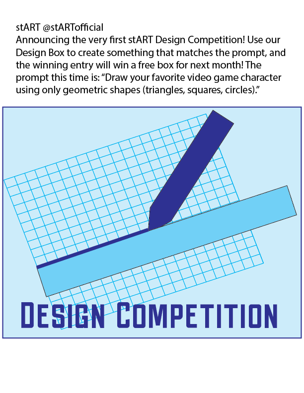 A social media post promoting a competition using the design box.