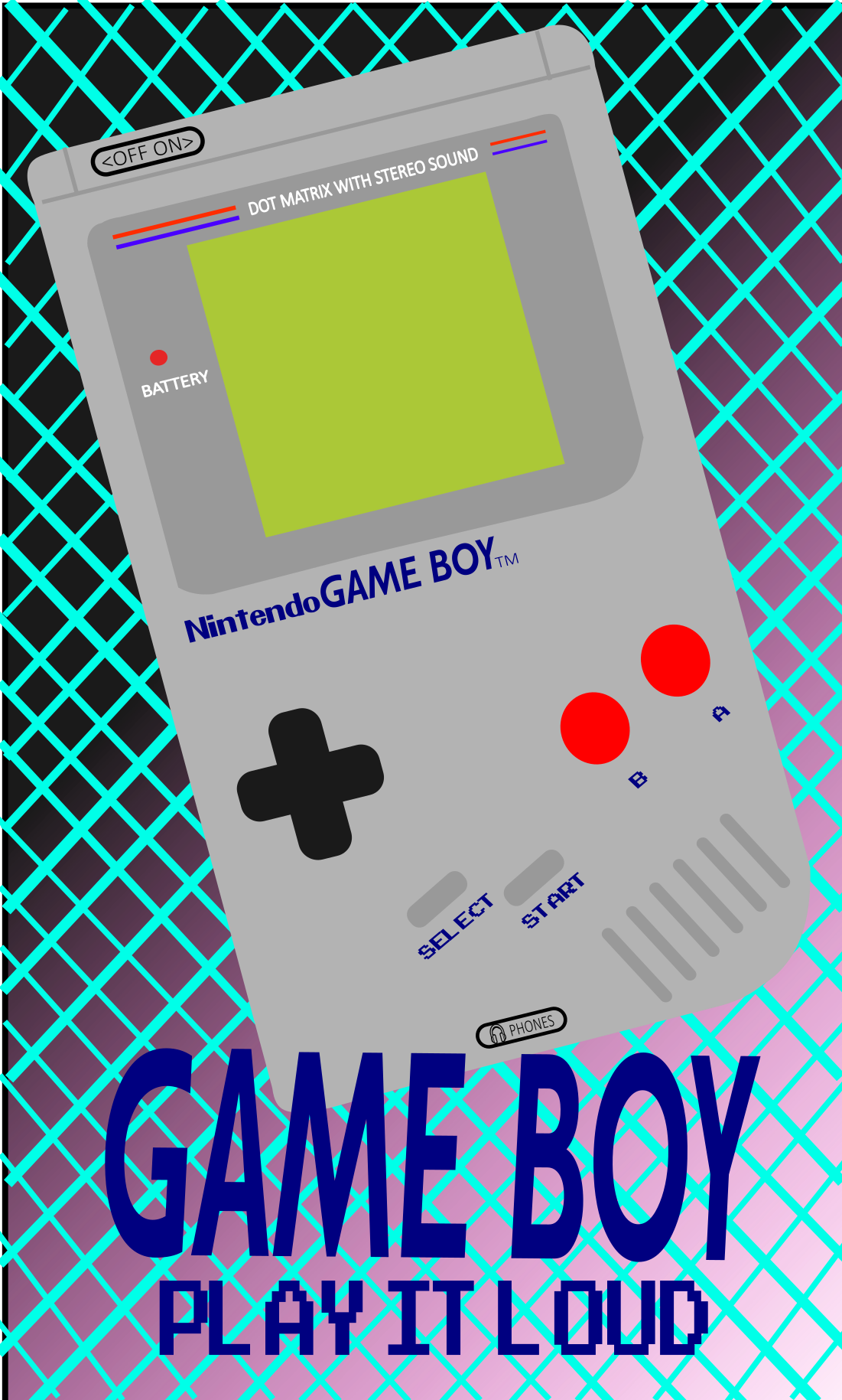 A mockup advertisement for the original model of the Nintendo Game Boy.