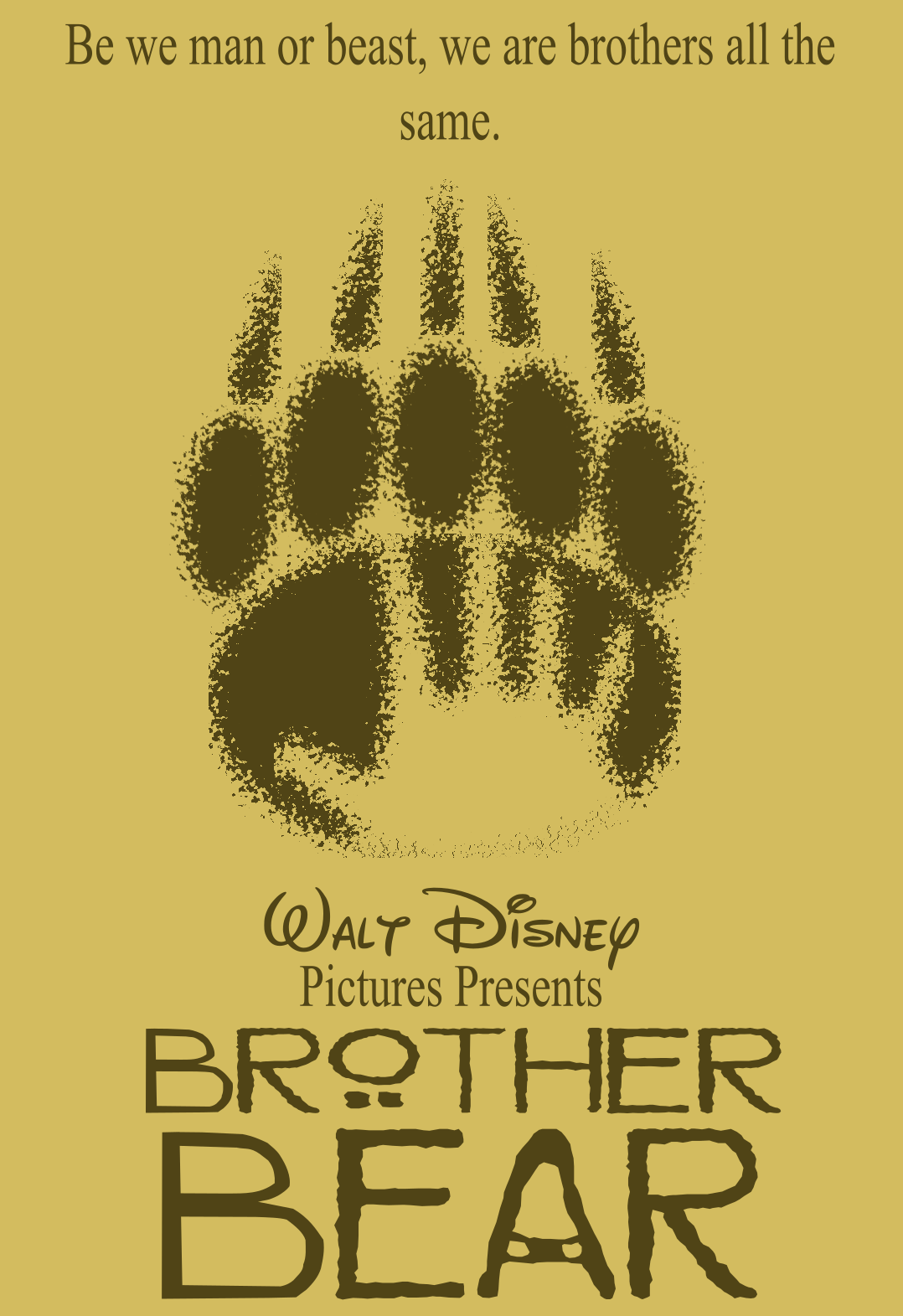 A mockup advertisement for the 2003 Disney animated film Brother Bear.