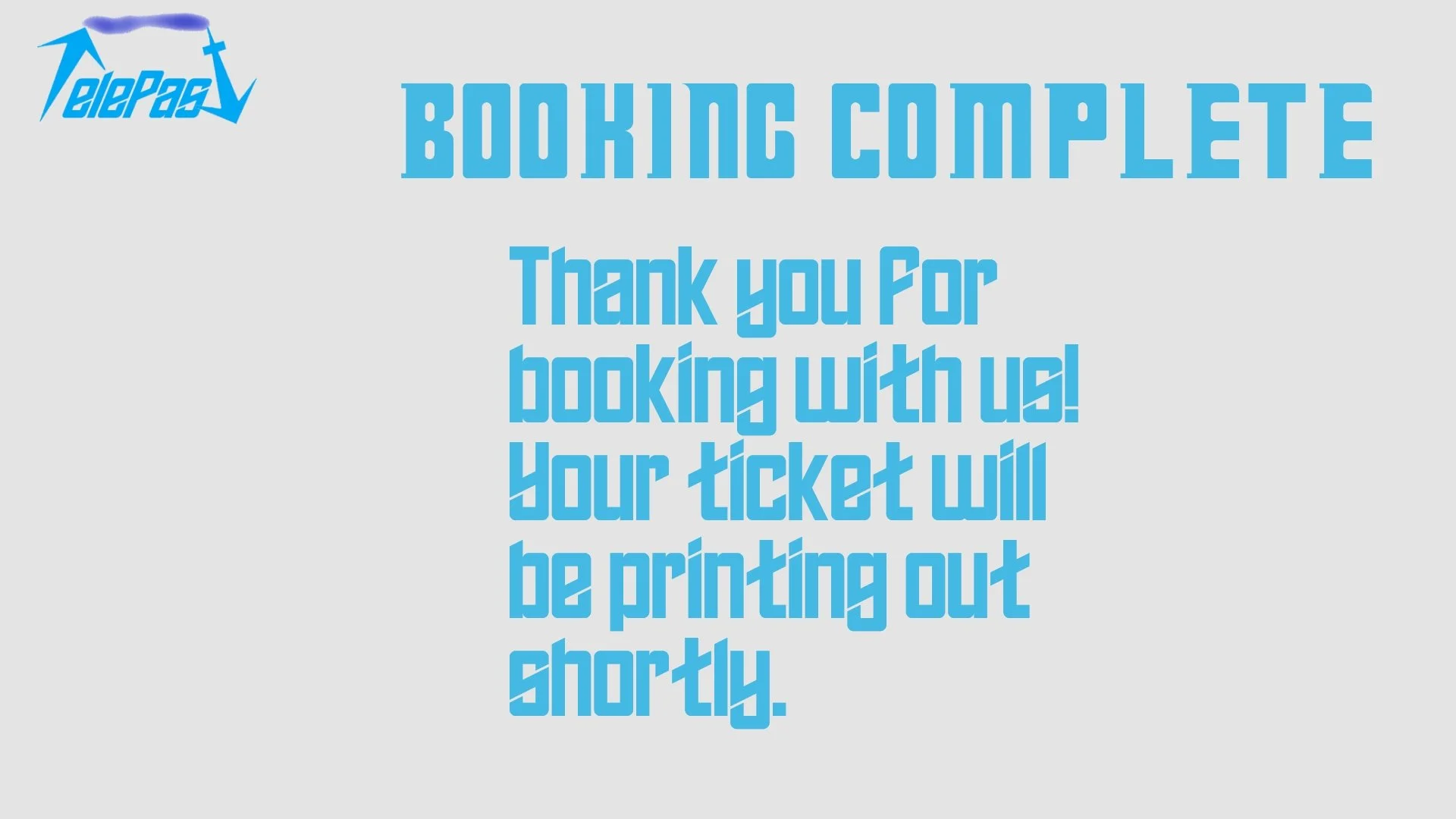 The website's "Thank you for booking" page.