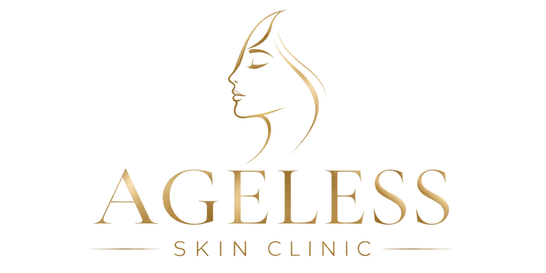 Ageless Skin Clinic logo featuring a woman’s side-profile silhouette and the text “AGELESS SKIN CLINIC.”