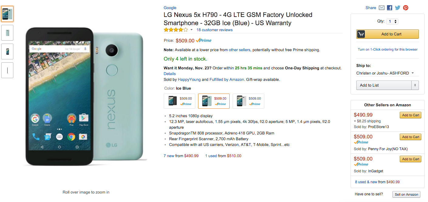 LG Nexus 5X now available on Amazon