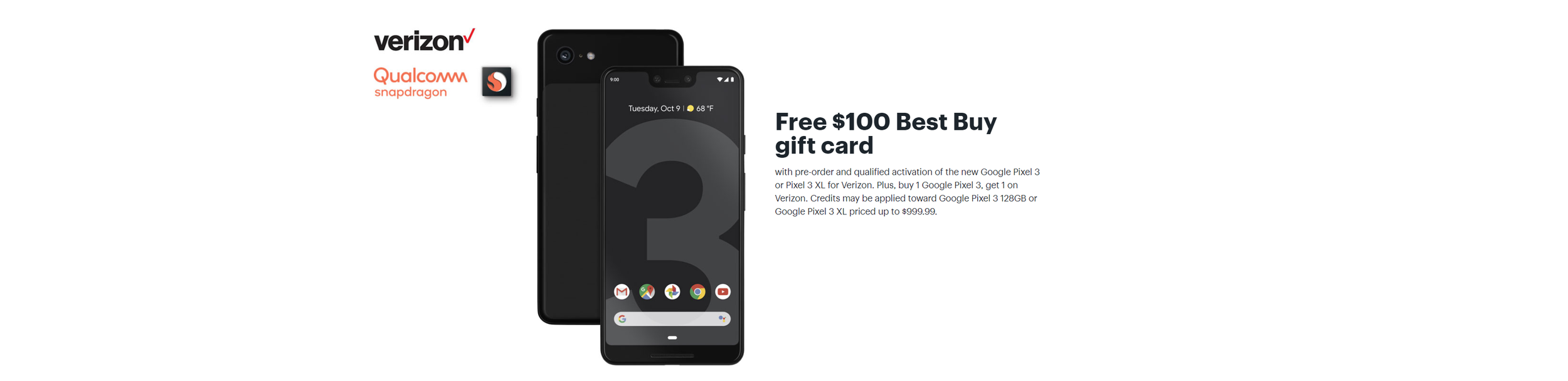 Free $100 Best Buy gift card when you pre-order the Pixel 3