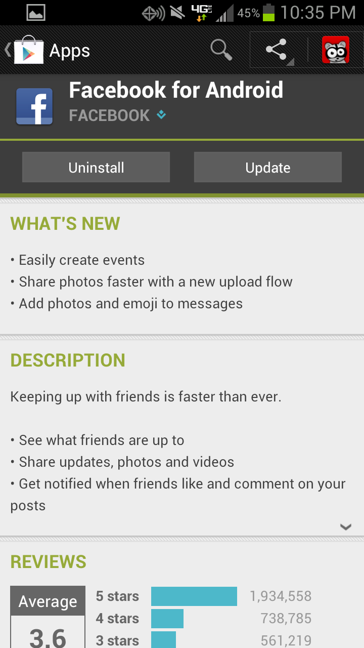 Facebook for Android Gets An Update