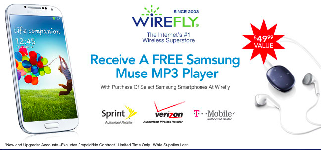 FREE MP3 Player With Select Smartphone Purchases At Wirefly!