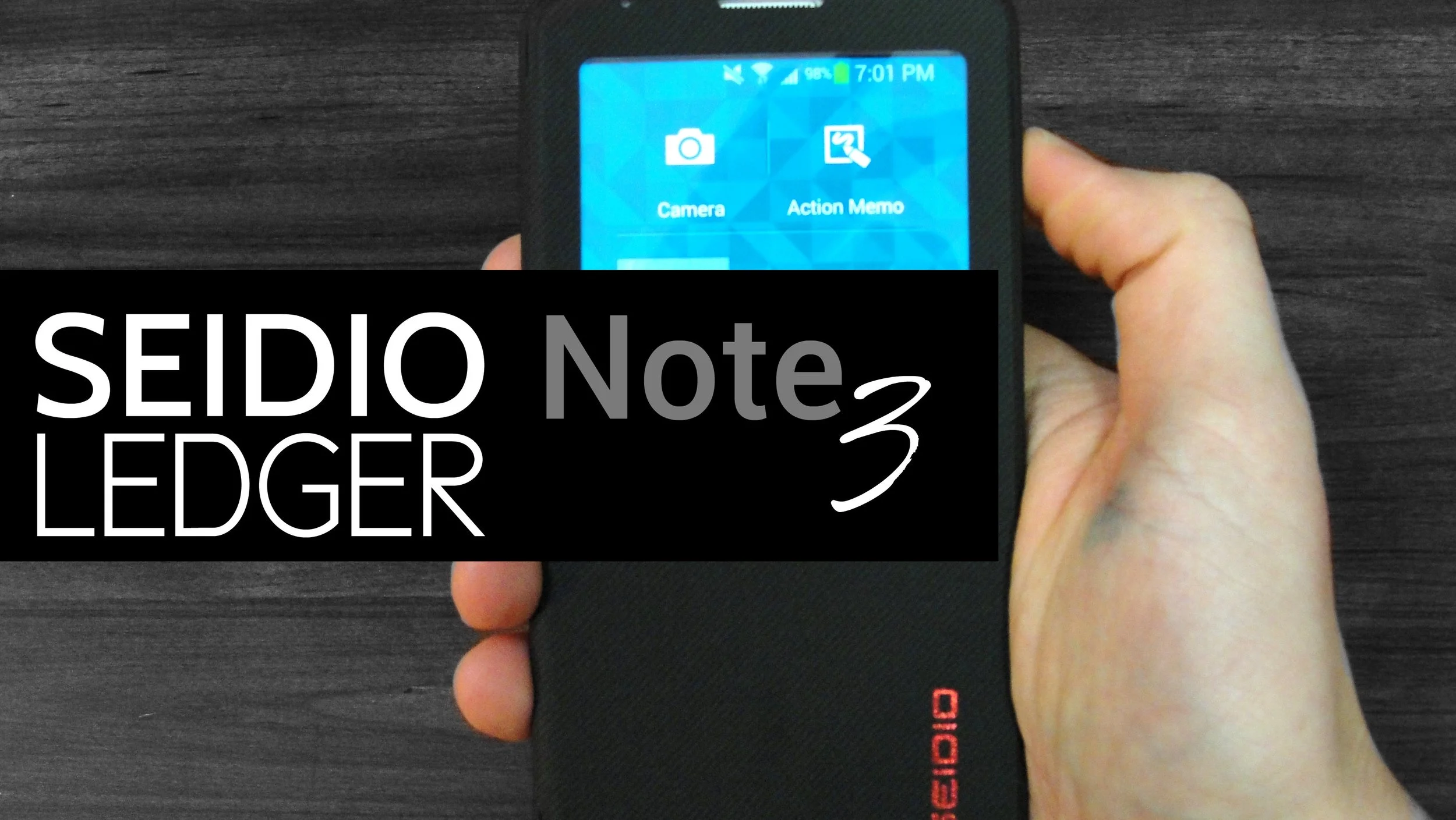 SEIDIO LEDGER View with Metal Kickstand - Dark Gray - Note 3 (S-View features) 