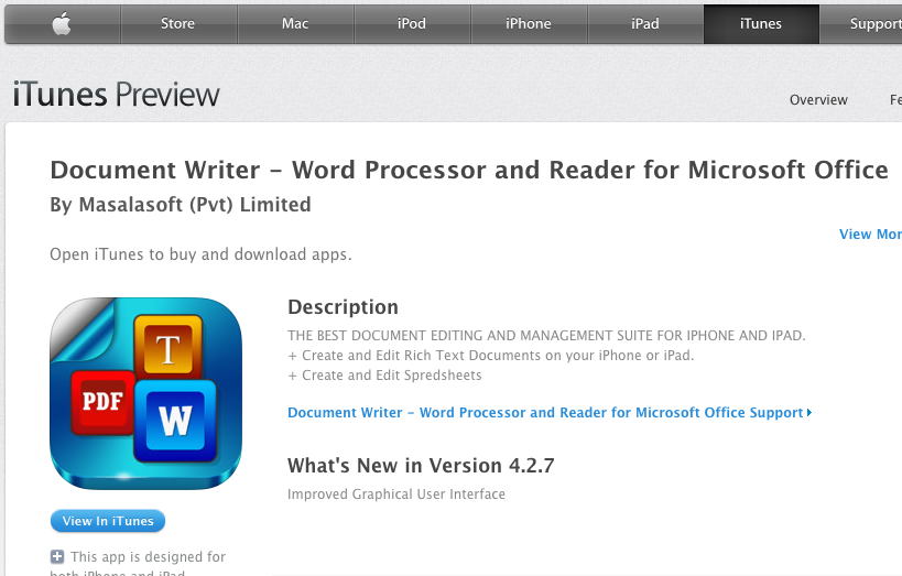 Document Writer - Word Processor and Reader for Microsoft Office - App Overview