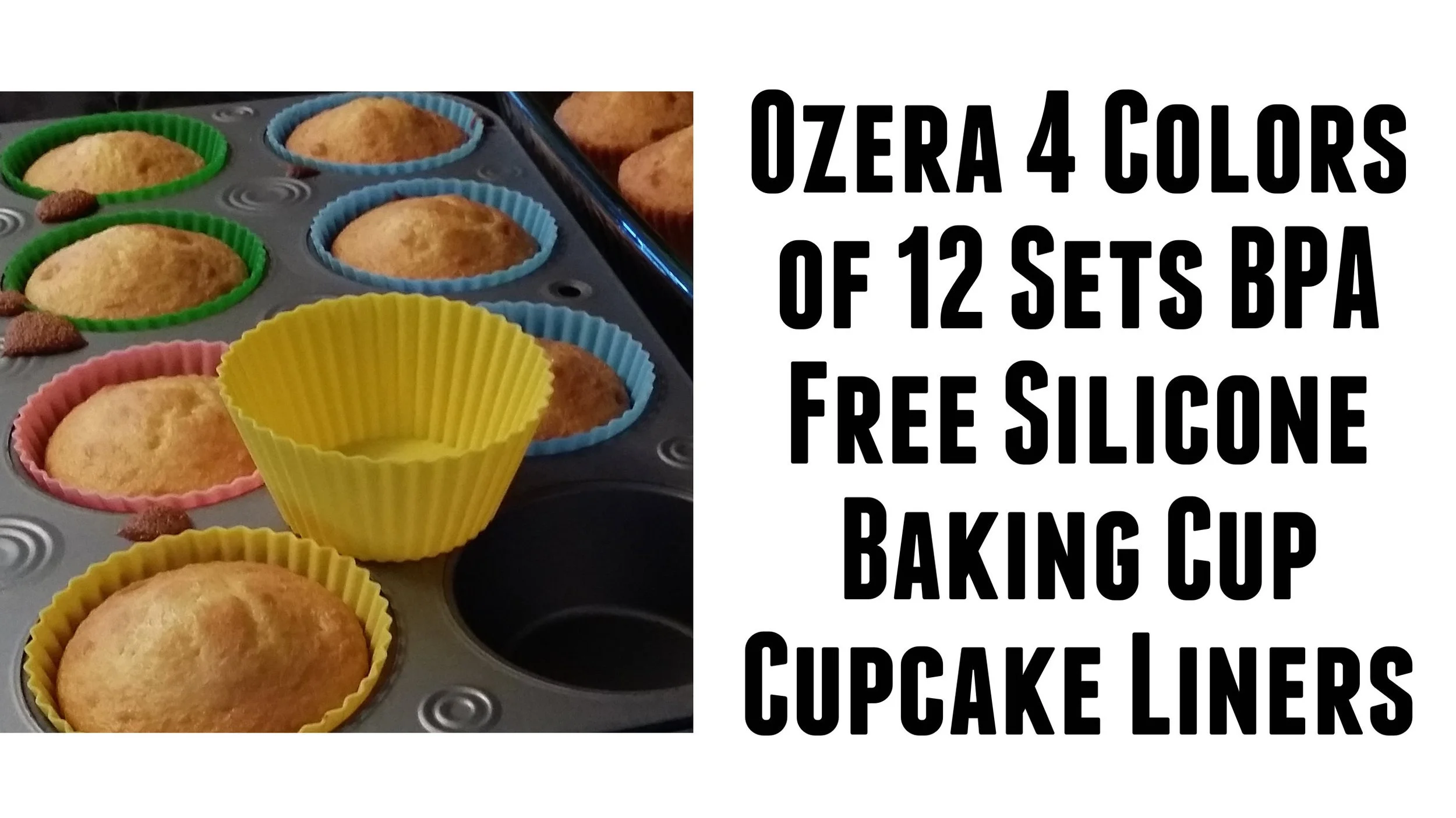 Ozera 4 Colors of 12 Sets BPA Free Silicone Baking Cup Cupcake Liners 